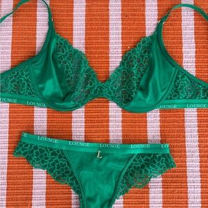 Lounge Green Lace Bra and Panty Set